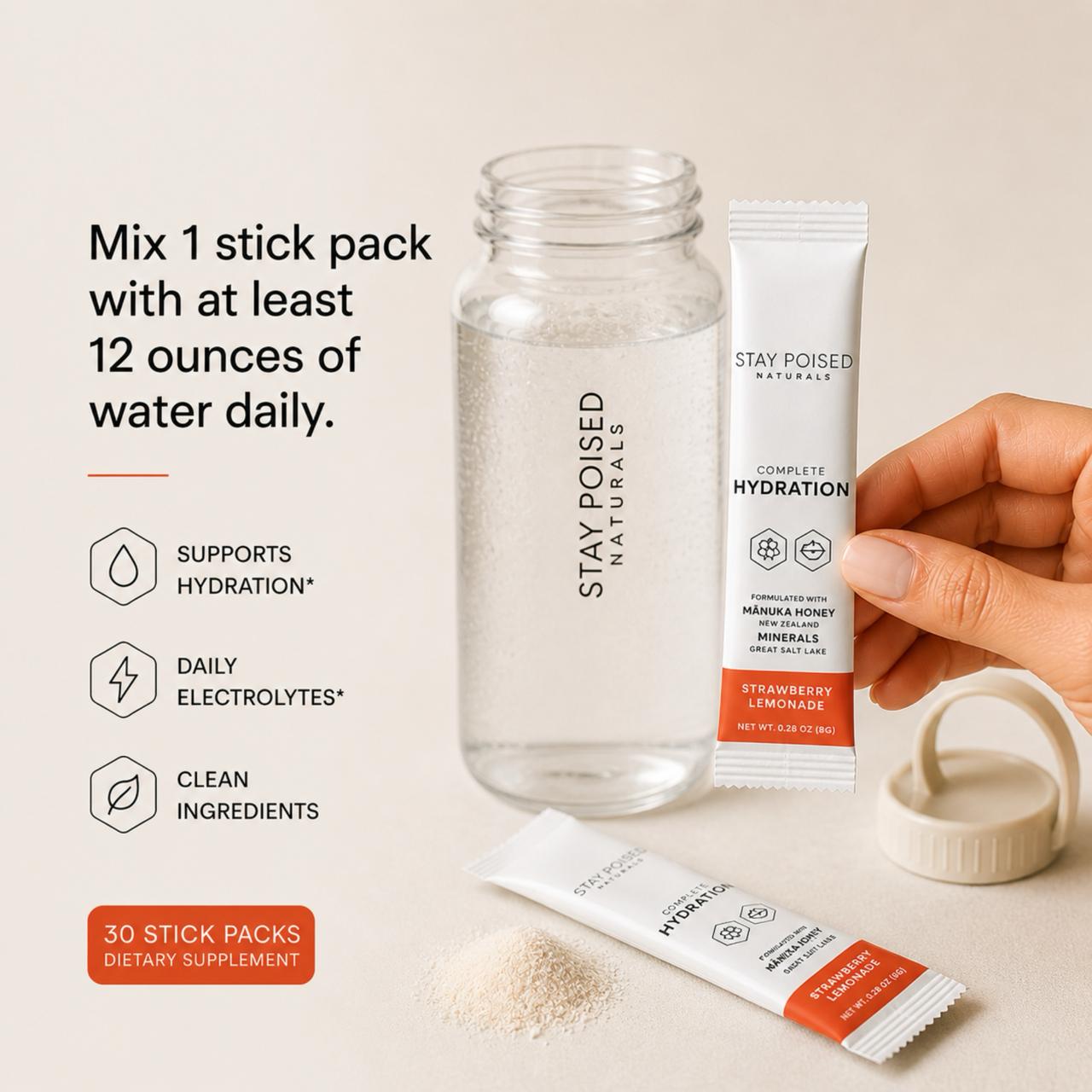 
                  
                    Complete HYDRATION | Electrolyte Stick Packs | Strawberry Lemonade
                  
                